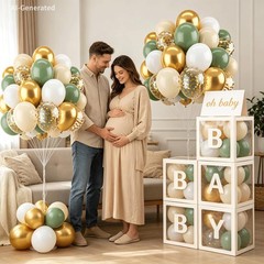 Sage Green White Gold Balloons, 50pcs Olive 12inch, Green, White,