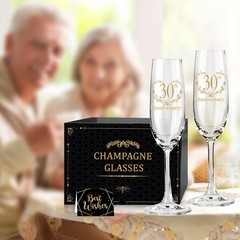 30th Anniversary Champagne Flutes, 2 Count (Pack of 1), anniversary