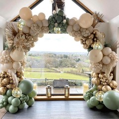 Sage Green White Sand Balloon Arch 18inch, 12inch, 10inch, 5inch, Gold