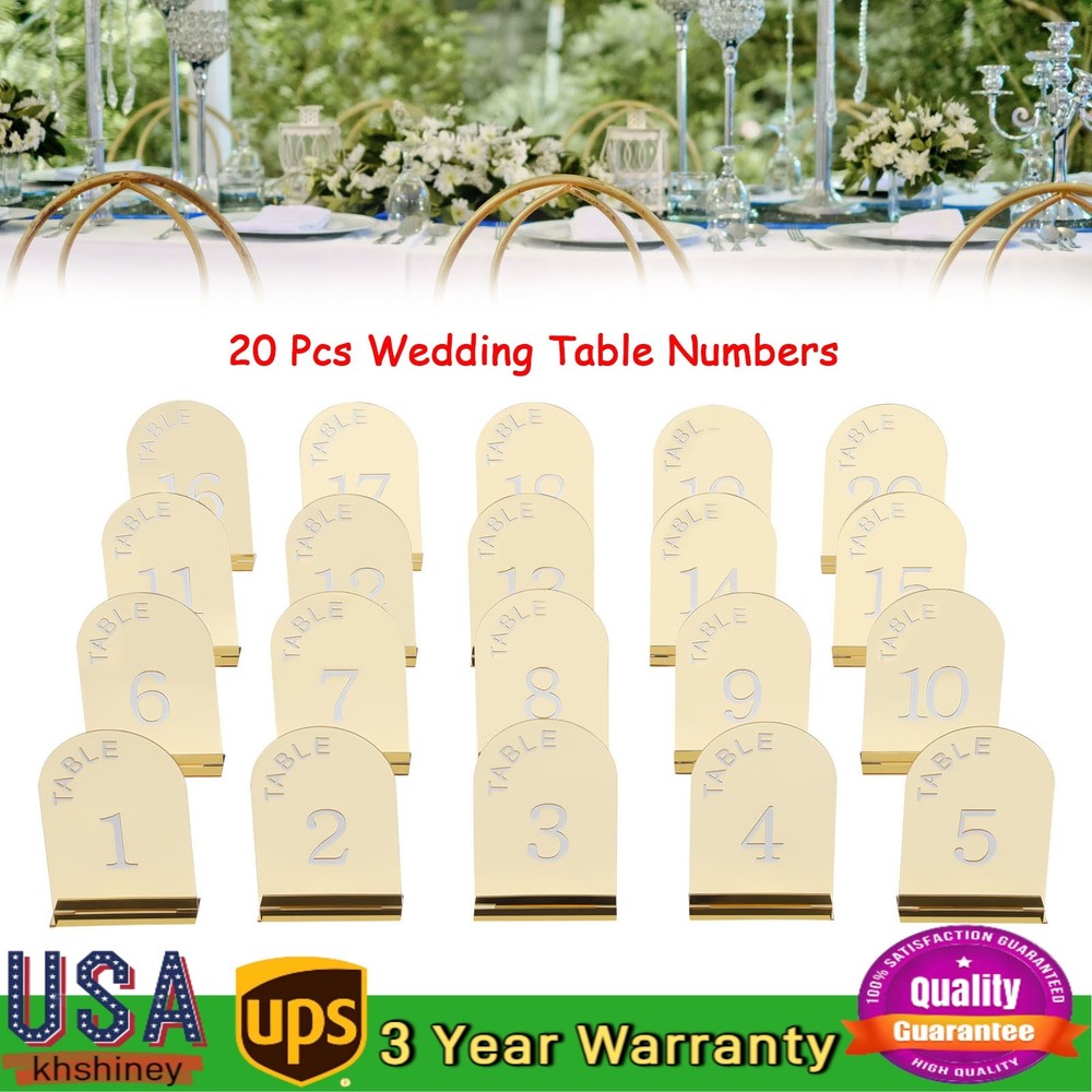 20PCS Gold Table Numbers Acrylic Party Table Numbers Wedding Table Numbers Sign