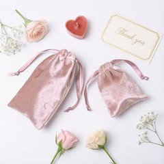 12pcs Velvet Drawstring Bags 3×4 Inches – Glossy Small Velvet – Rose Pink