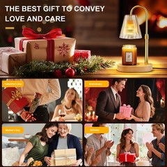Candle Warmer Lamp with Timer Dimmer, Birthday Standard/ Portable, Amber-gold