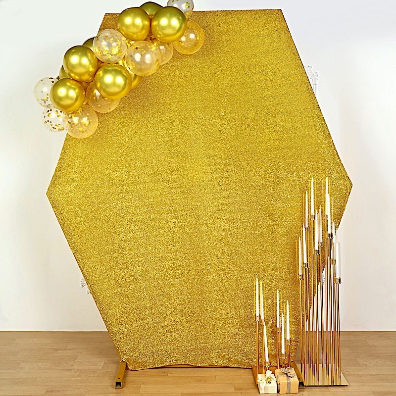 GOLD 8 ft Metallic Spandex Hexagon STAND COVER Wedding Party Decorations