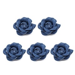 Set of 5 Korean Denim Flower Appliques for Hats, Dresses, and Home Decor