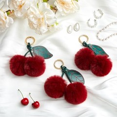 12 Sets Cherry Keychain Bag Bulk Charms for Handbags Purse Accessories