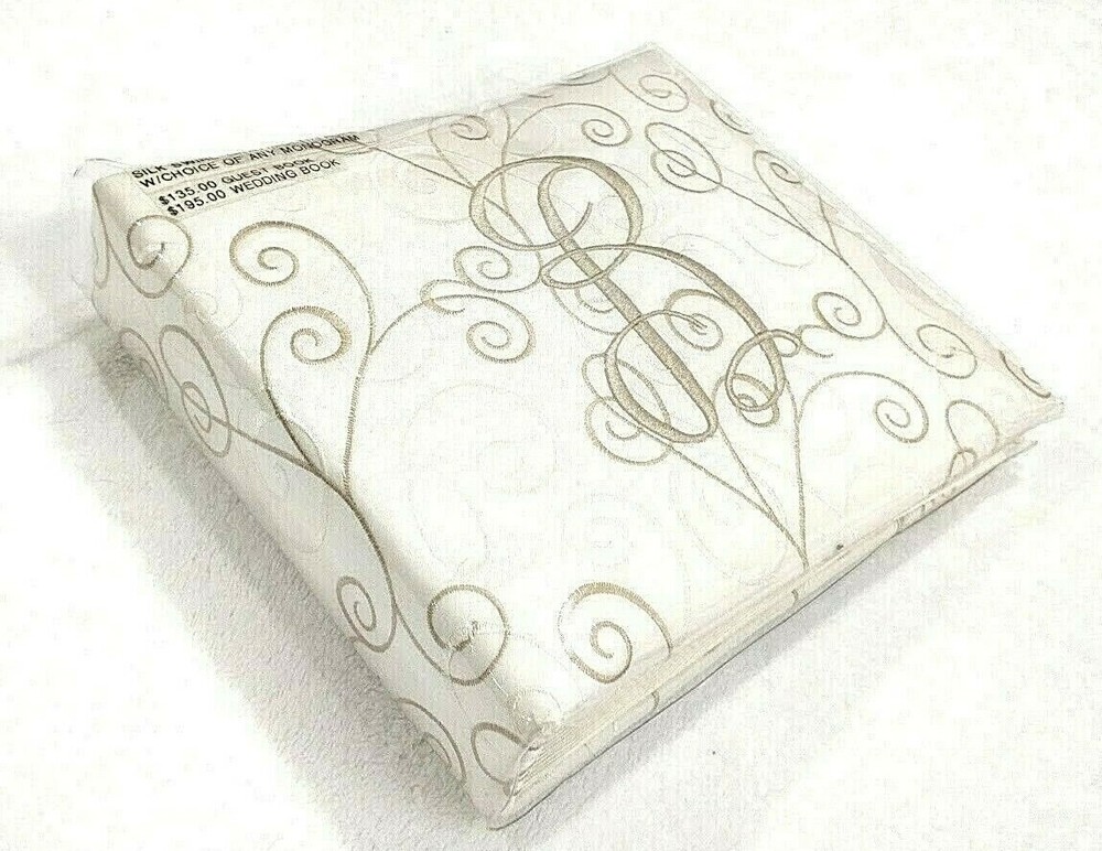 Silk Swirl Wedding Guest Book Bridal Taupe Book Monogam «B» $135 Value