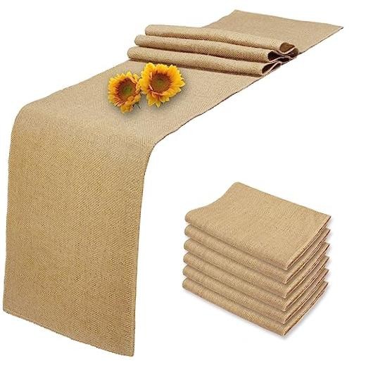 6 Pack Natural Burlap Table Runners,12 x 72 Inch Rustic Jute 6 Pack 12x72inch