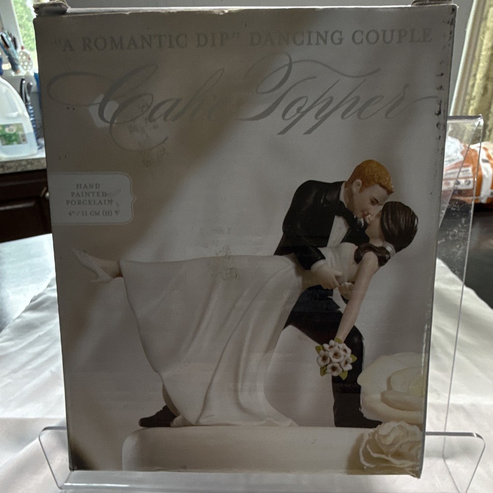 Weddingstar Romantic Dip Hand Painted Porcelain Wedding Cake Topper 4in