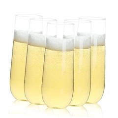 Pack 9 oz Stemless Plastic Champagne Flutes Disposable Champagne 48 Clear