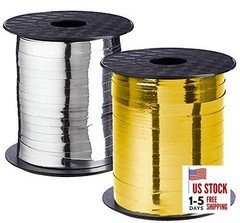 Metallic Gold Silver Ribbon Curling Set – Shiny for Gold & Silver ( 2 Spools )