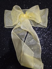 43 pcs Sheer Chair Decor Bow Sash 104″ x 6″ Yellow Glitter Wedding Party Organza