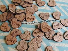 100 little wooden love hearts rustic wedding table confetti, invitations USA