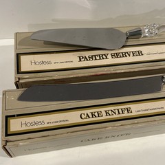 FOSTORIA 24% Lead Crystal Faceted Handle HOSTESS CAKE KNIFE & PASTRY SERVER