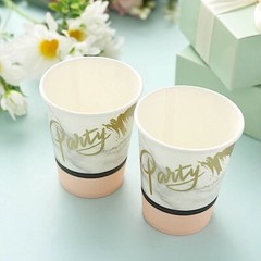 WHITE BLUSH 24 Marble 9 oz All Purpose PAPER CUPS Party Catering Decorations