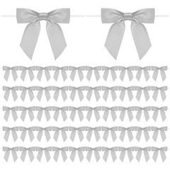 50-Pack Satin Ribbon Twist Tie Bows, 3.5″ Bow Twist Ties for Craft [Light Grey]