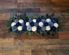 24″ Dusty Blue Navy White Head Table Centerpiece Sola Wood Flower Wedding Decor