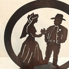 Laser Cut Steel Cake Top, Western Love, Cowboy Bride and Groom
