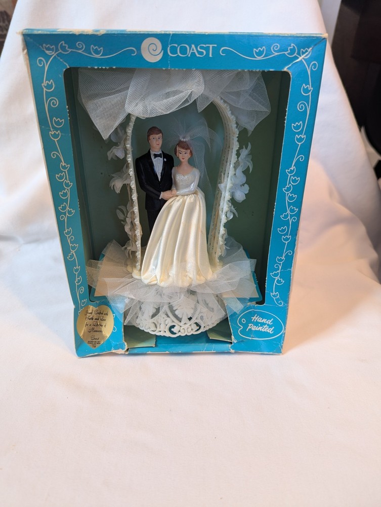 Vintage Coast Novelty MFG Co. Bride and Groom cake topper – original box – read