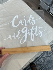 Studio His & Hers Clear Acrylic Table Sign “Cards & Gifts”