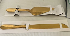 Wedding Two-Piece Gold Knife and Server Cutting Set New