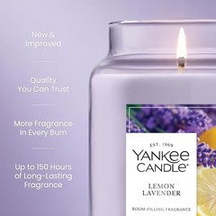 Scented Candle, 22oz with up to 150 Hour Burn Time, Large Jar Lemon Lavender