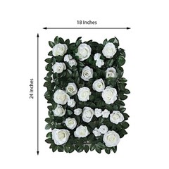 GREEN WHITE 24″ x 18″ Rose Silk Flowers Wall Backdrop Panel Wedding Decorations