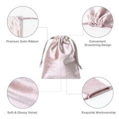 12pcs Velvet Drawstring Bags 3×4 Inches – Glossy Small Velvet – Rose Pink