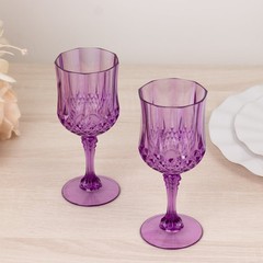 PURPLE 6 Plastic 8 oz Crystal Cut Goblets WINE GLASSES Party Events Decorations