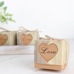 25 NATURAL FAVOR BOXES Rustic Wooden Design Party Gift Holders Wedding Supplies