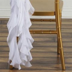 50 pcs Chiffon Curly Chair Sashes Wedding Party Reception Dinner Decorations