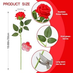 50PCS Artificial Silk Roses Flowers – Realistic Fake Roses in Bulk & Red