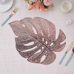 6 Metallic 18-Inch Monstera Tropical Leaf Design Vinyl PLACEMATS Decorations