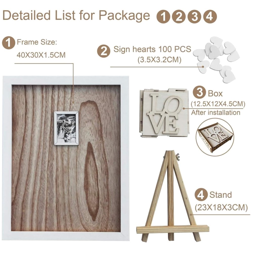 Drop Top Frame with Wooden Hearts