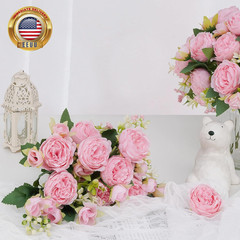 2 Packs Peonies Artificial Flowers, Light Pink Artificial Peonies, Silk Peonies