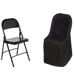 100 Black POLYESTER Folding Flat CHAIR COVERS Wedding Banquet Dinner Decorations