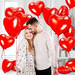 Red Heart Foil Balloons 18 Inch, 30PCS Valentines Heart Balloons Mylar, Heart