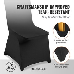 VEVOR 30PCS Black Stretch Spandex Folding Chair Covers for Wedding Party Dining