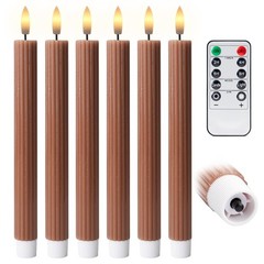 Open Box 6PK 10″ Ribbed LED Candles with Remote Timer Assorted Colors Wedding
