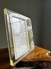 Beautiful Clear Acrylic Photo Frame With Three Lilies, Holds 4×6 Photo, 7”x7”