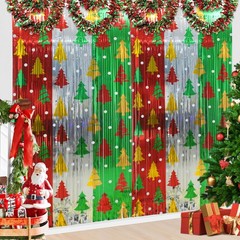 2 Pack Christmas Foil Fringe Curtains 3.3 x 6.6 Ft Christmas Tree Tinsel Curt…