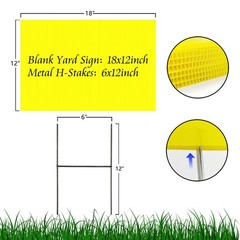 Blank Yard Signs with Stakes, Yellow 4 Pack12″x18″ Corrugated Plastic Sheet f…