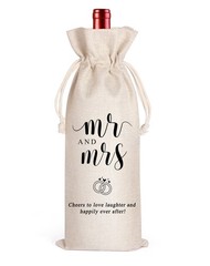 LANBAIHE Mr and Mrs Wine Bag, Wedding Shower Gifts Large, Mr&Mrs-Beige