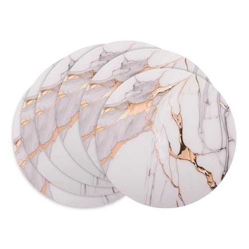 50pcs Gold and White Marble Round Paper Placemats, 13″ Disposable Charger