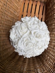 Foam Rose Kissing Ball. Large. White. Centerpiece