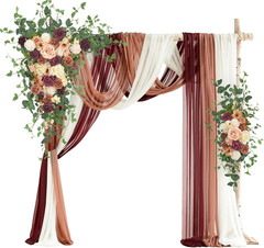 Deluxe Wedding Arch Flowers & Drapes Kit – 5 Pcs Sunset Terracotta & Burgundy
