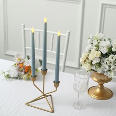 3 DUSTY BLUE 11″ tall LED Flameless Taper Candles Lights Home Wedding