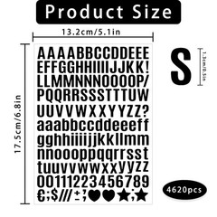4620 Letter Stickers 30 Sheets Alphabet Stickers 0.5in Vinyl Self-Adhesive Nu…