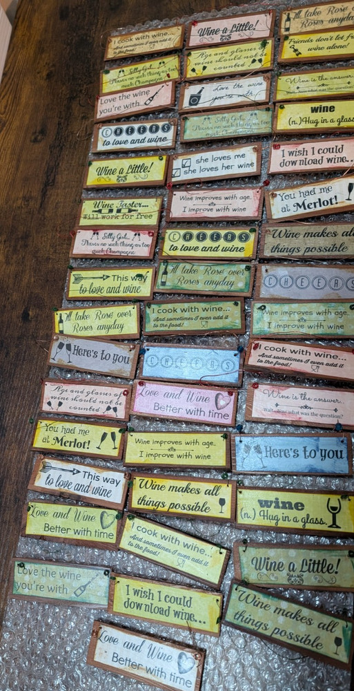 Lot of 46 Handmade Rustic Wine Wedding Favor Signs Guest Gifts Engagement Decor