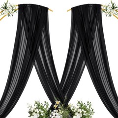 MLMC Black Wedding Arch Draping Fabric 4 Panels 29″ x 20 FT Extra Long Gauze …