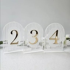 Wedding Arch Table Numbers Acrylic 3D Gold Mirror Table Signs Party Event Decor